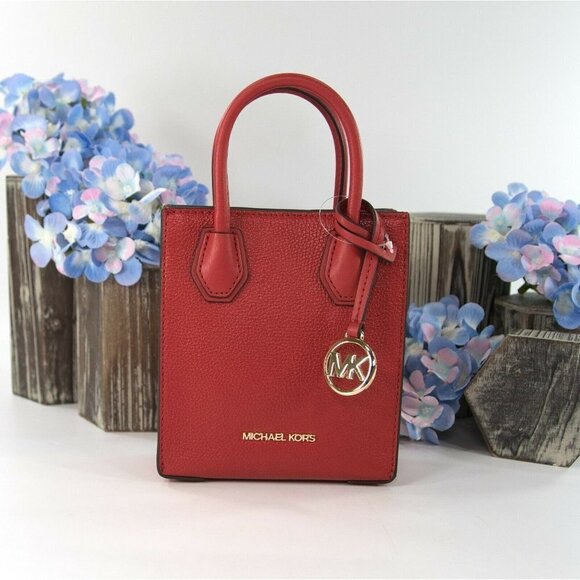 Michael Kors Flame Red Leather Mercer XS Extra Small Convertible Crossbody NWT - Picture 1 of 8